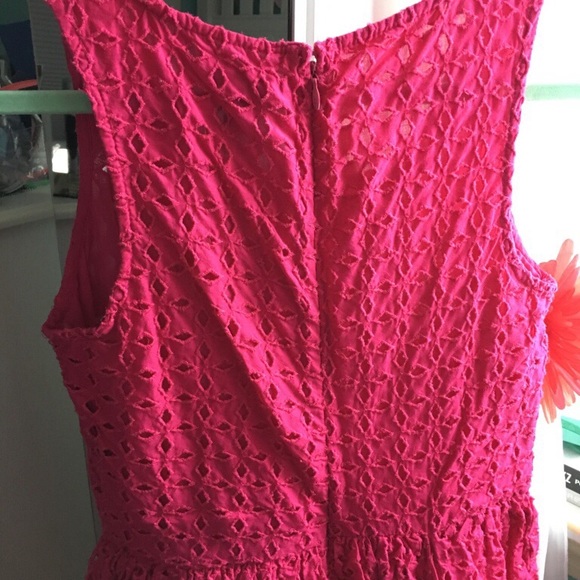 Knee Length Pink Eyelet Dress - Picture 2 of 3